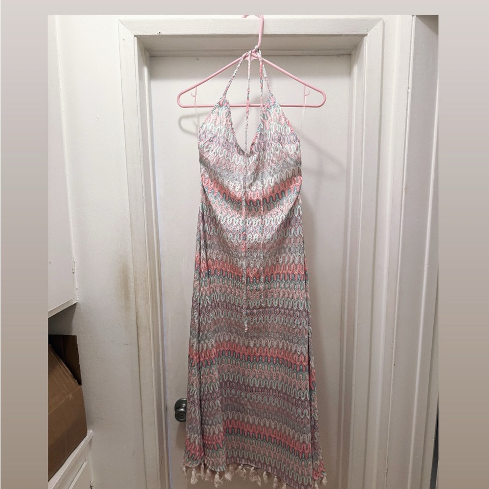 BTB Los Angeles Halter Dress, Swim Coverup, with Tassles